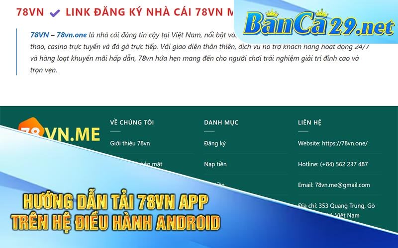 Hướng Dẫn Tải 78vn App Trên Hệ Điều Hành Android