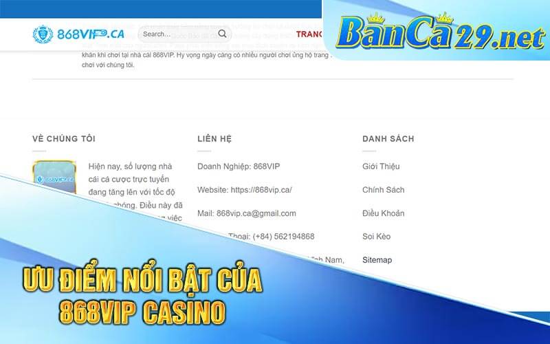 Ưu Điểm Nổi Bật Của 868vip Casino